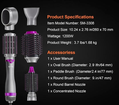 Vevor?Hair Dryer Brush 5-In-1 Hot Hair Styler Upgraded Negative Ion for Curling