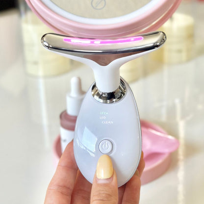 Wavy Chic Beauty Facial Massager, 7 Color Wavy Acne Beauty Microcurrent Facial Device Skin Firming for Face Neck Beauty Device,