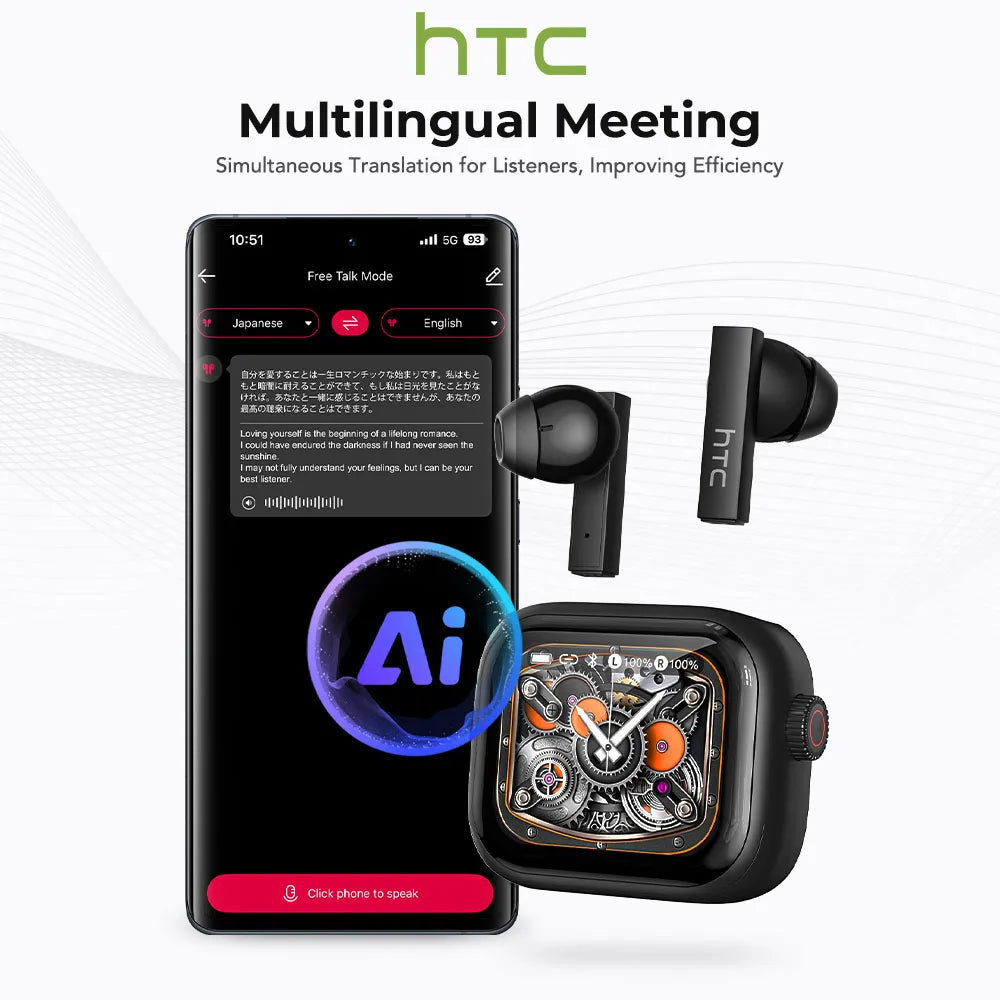 [HD On-Screen Subtitles]  Earphones Bluetooth V6 TWS Sports Wireless Headphones AI Translator Earbud Noise Reduction Mic