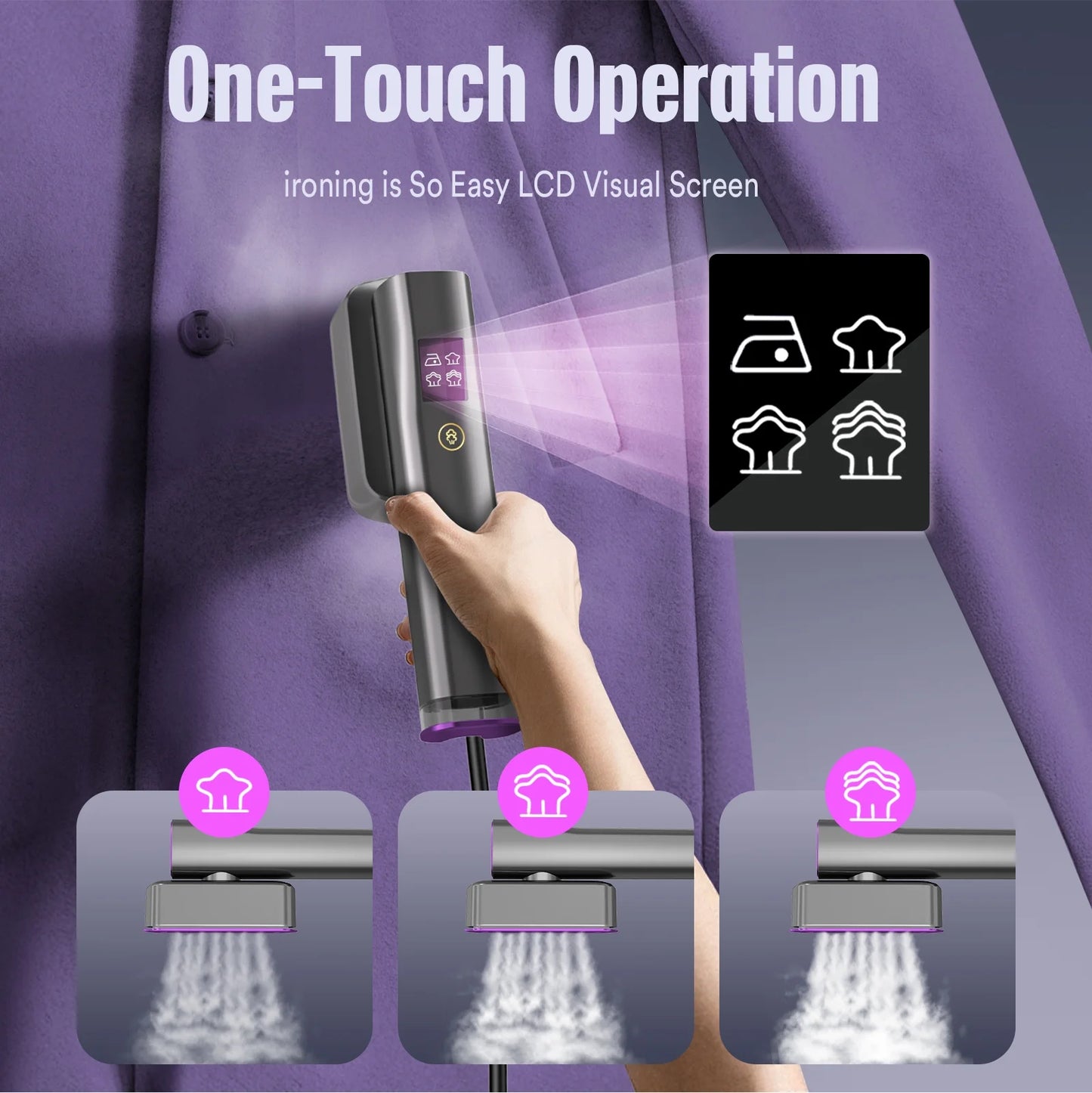 Steamer for Clothes,  Portable Travel Steamer & Iron 2 in 1, 3 Adjustable Steam Levels